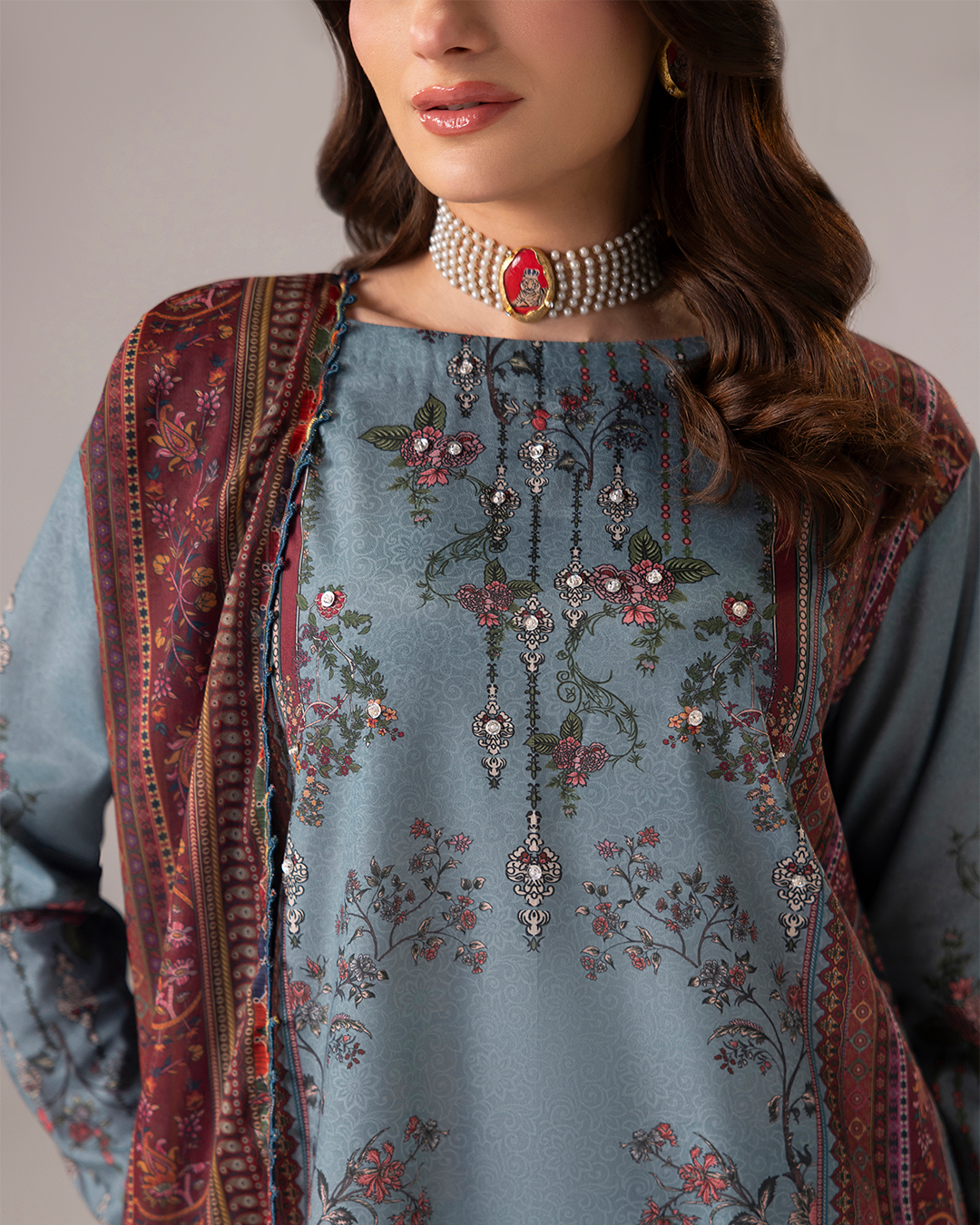 Coeur- Stitched Printed 3 Piece