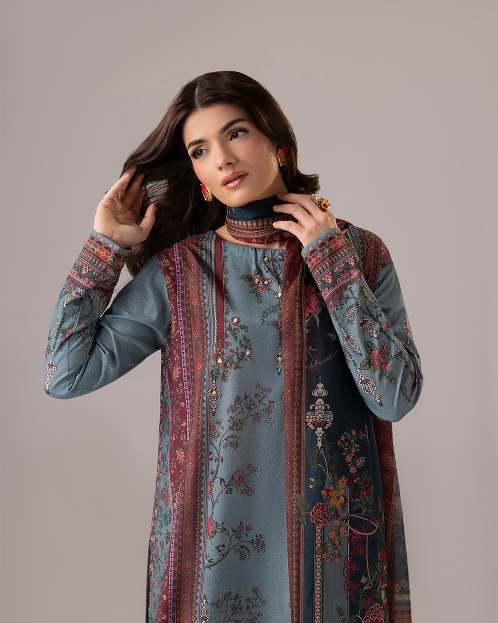 Coeur- Stitched Printed 3 Piece