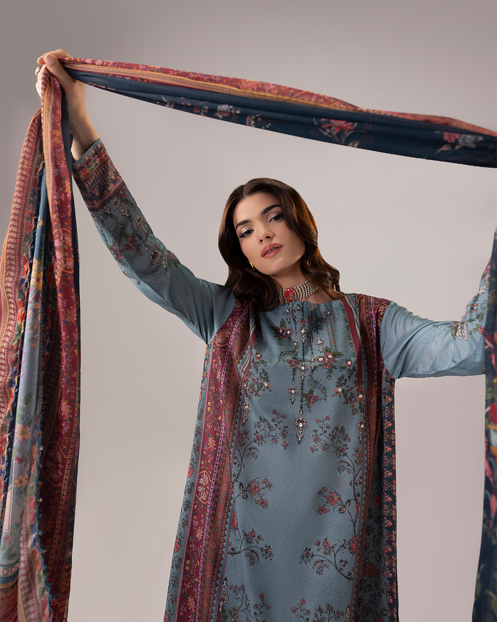 Coeur- Stitched Printed 3 Piece