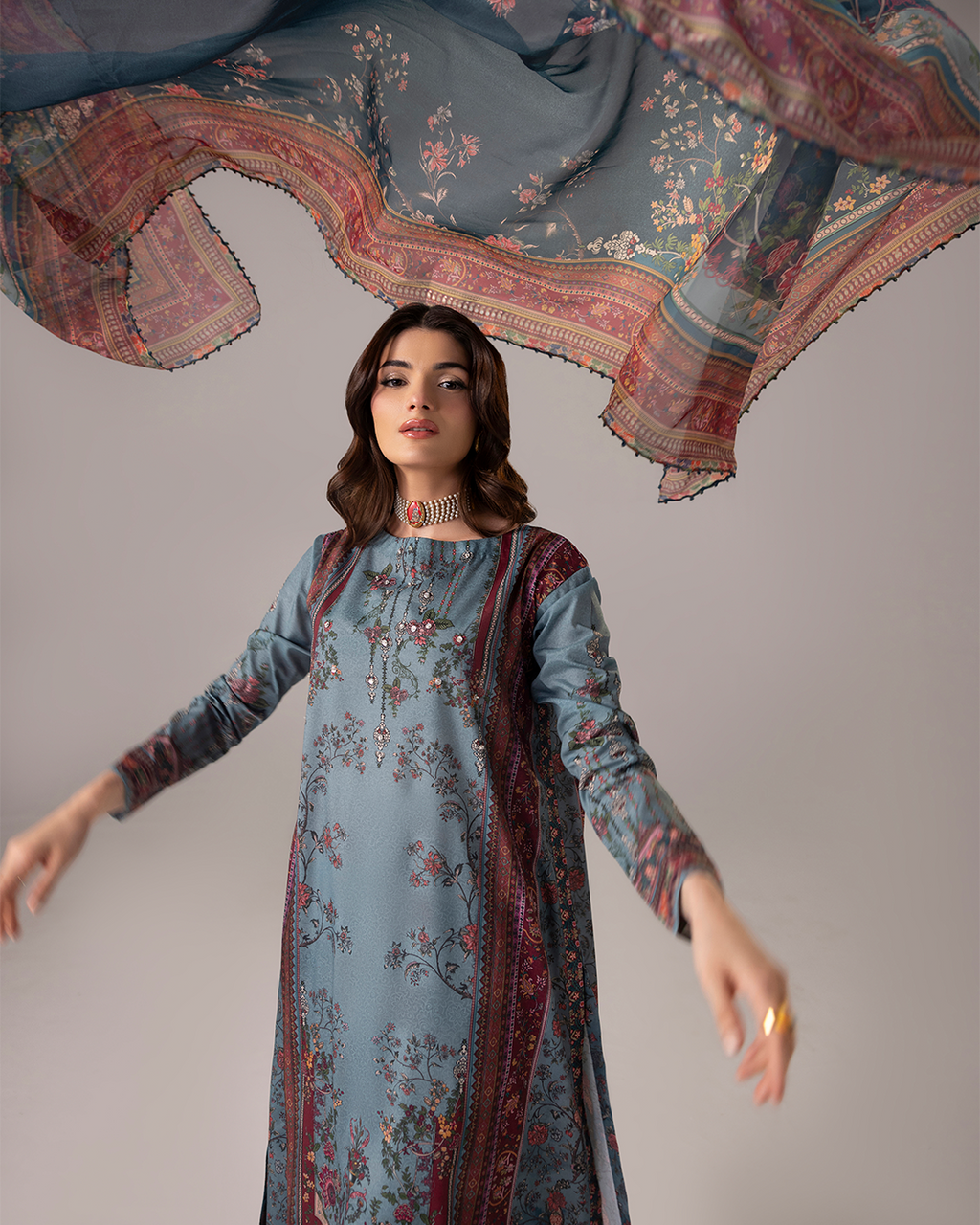 Coeur- Stitched Printed 3 Piece